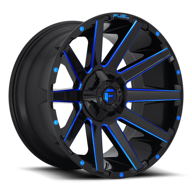 Fuel D644 Contra Cast Aluminum Wheel - Gloss Black Blue Tinted Clear
