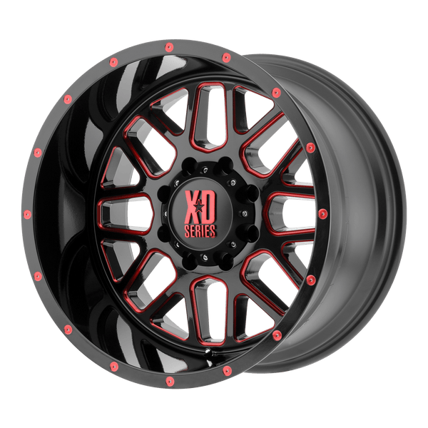 XD820 Grenade Cast Aluminum Wheel - Satin Black Milled with Red Clear Coat