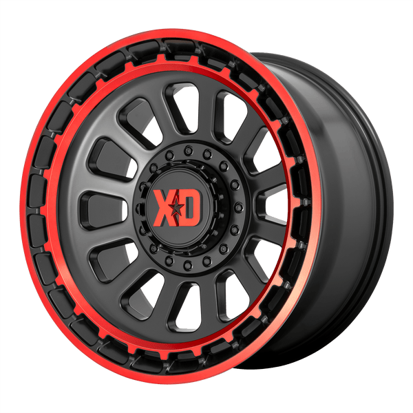 XD856 Omega Cast Aluminum Wheel - Satin Black Machined Lip With Red Tint