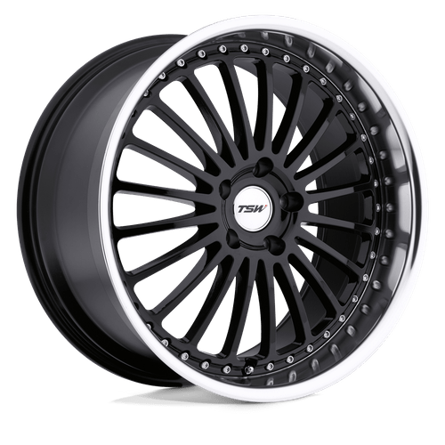 TSW Silverstone Cast Aluminum Wheel - Gloss Black With Mirror Cut Lip